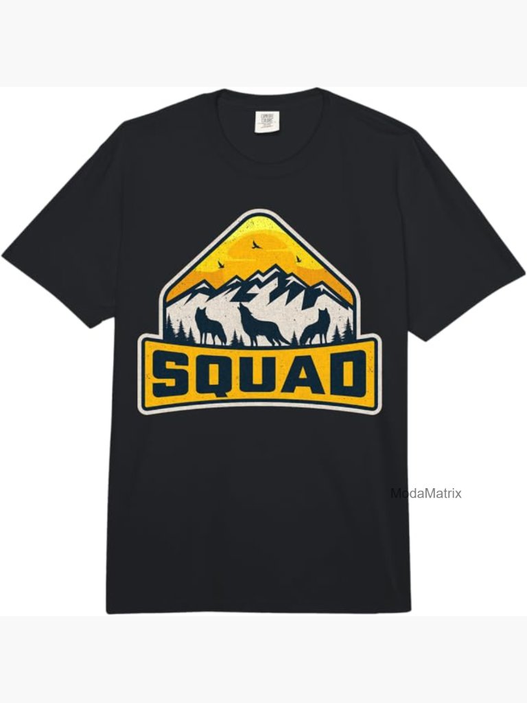 Retro Wolf Squad T-Shirt Heavyweight Unisex Cotton Tee